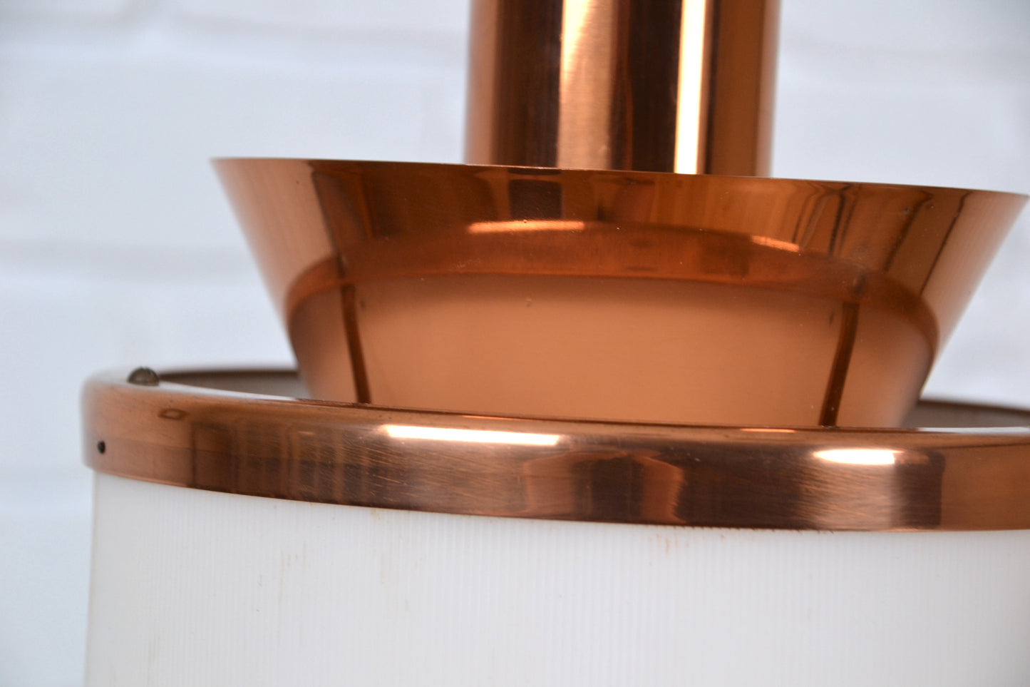 Vintage Danish medium copper layered pendant light by Teknika