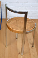 Load image into Gallery viewer, Vintage Italian / Bauhaus style chrome &amp; rattan side chair / restored
