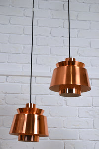 Pair Vintage Cooper Danish layered pendant lights /