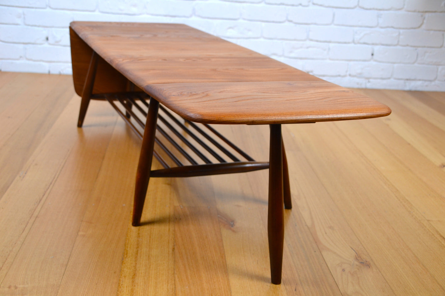 Rare Mid century drop leaf extension coffee table by Ercol - British mcm restored Elm / Beech