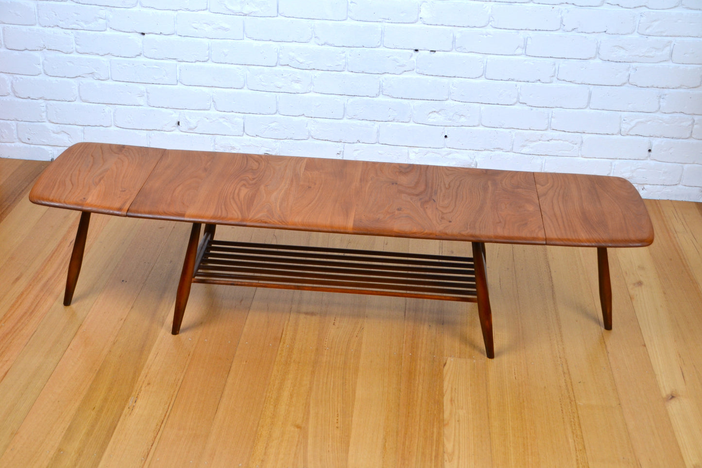 Rare Mid century drop leaf extension coffee table by Ercol - British mcm restored Elm / Beech