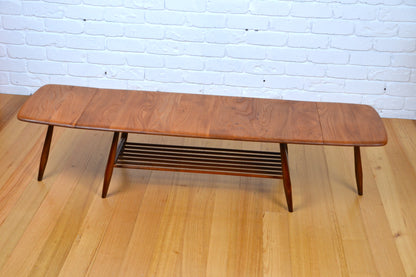 Rare Mid century drop leaf extension coffee table by Ercol - British mcm restored Elm / Beech