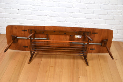 Rare Mid century drop leaf extension coffee table by Ercol - British mcm restored Elm / Beech
