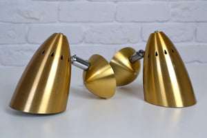 Pair mid century bronze wall sconces / lamps