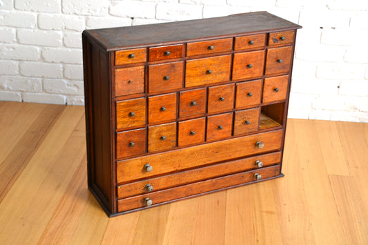 Unique antique Cigar box chemist style / industrial multi chest