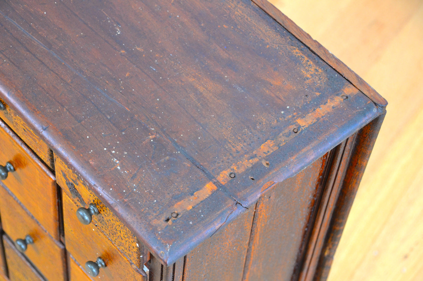 Unique antique Cigar box chemist style / industrial multi chest