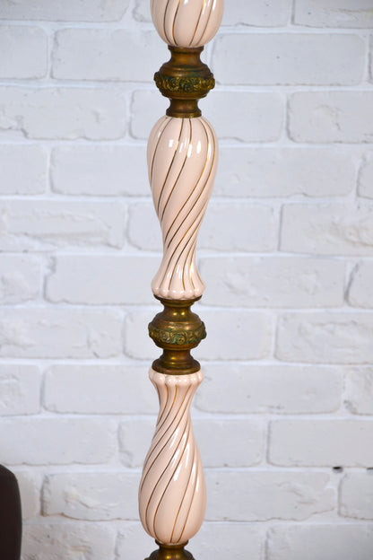 Mid Century unique Italian brass & ceramic floor lamp