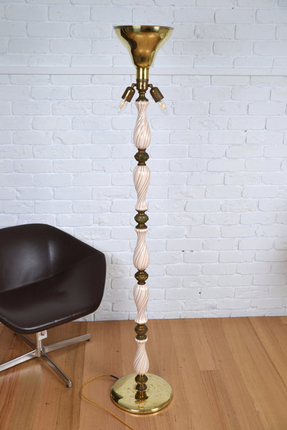 Mid Century unique Italian brass & ceramic floor lamp