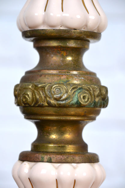 Mid Century unique Italian brass & ceramic floor lamp