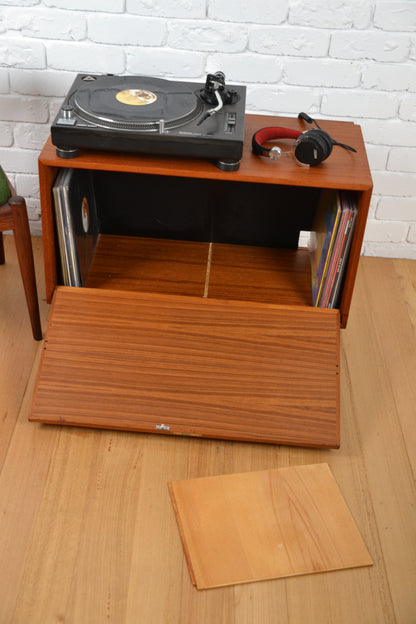 Vintage Danish Teak low cabinet / record hi fi storage by Poul Cadovius