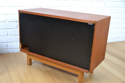 Vintage Danish Teak low cabinet / record hi fi storage by Poul Cadovius