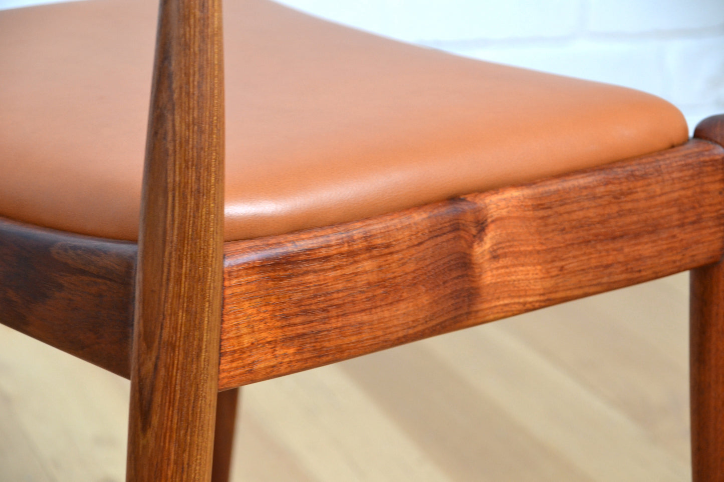 Mid century Danish Deluxe dining chair - restored in tan leather