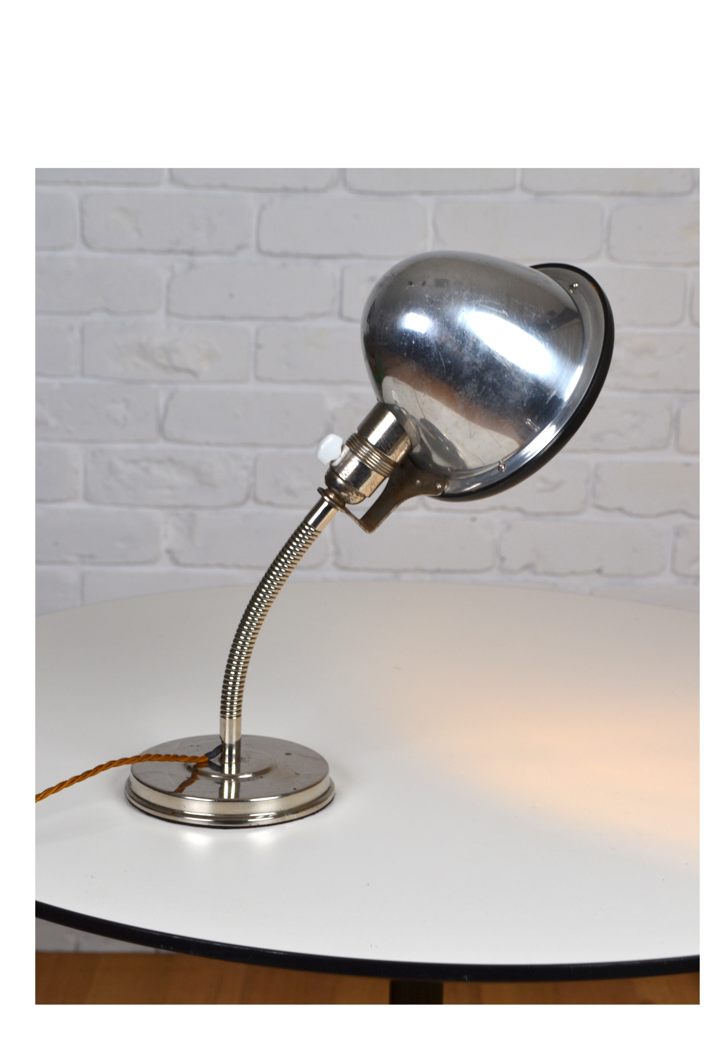 Vintage European industrial goose-neck lamp