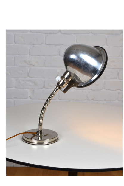 Vintage European industrial goose-neck lamp
