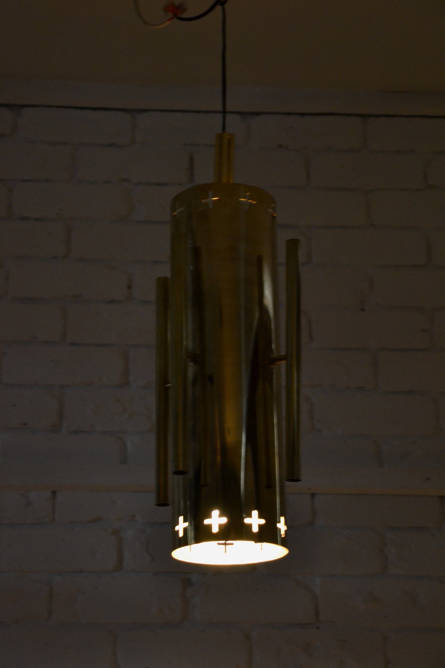 Mid century Gothic revival Church architectural brass pendant light - x10 available
