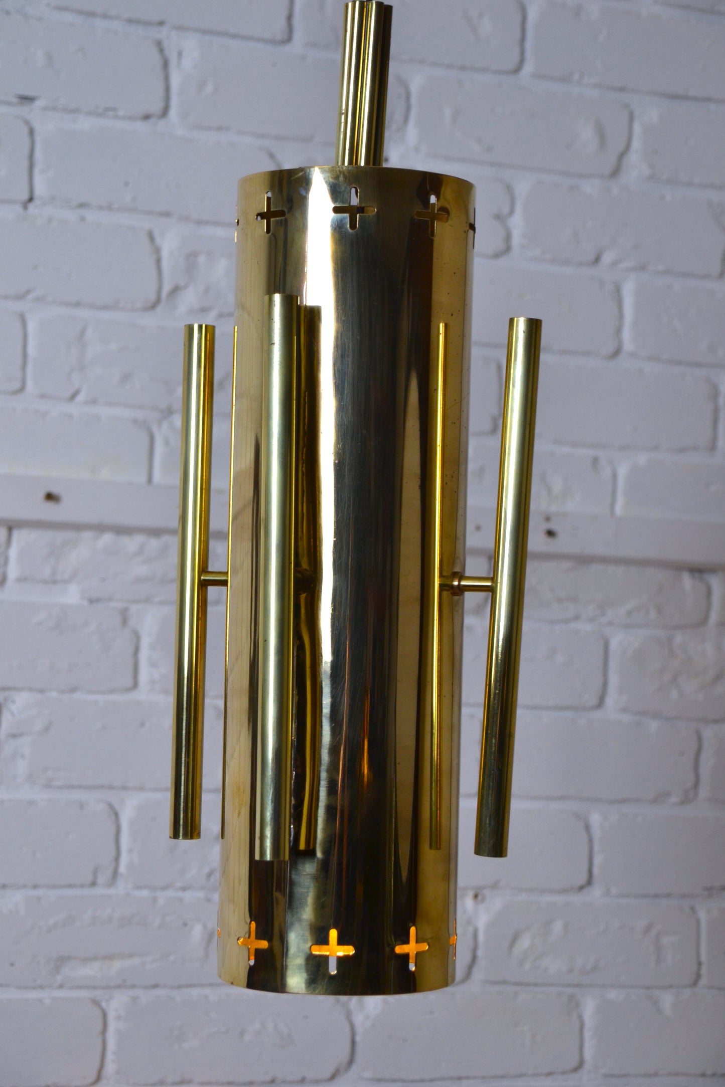 Mid century Gothic revival Church architectural brass pendant light - x10 available