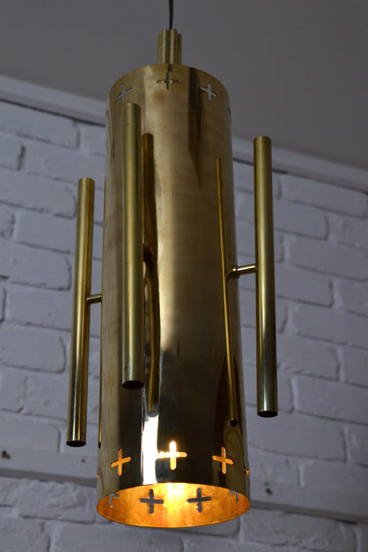 Mid century Gothic revival Church architectural brass pendant light - x10 available