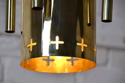Mid century Gothic revival Church architectural brass pendant light - x10 available