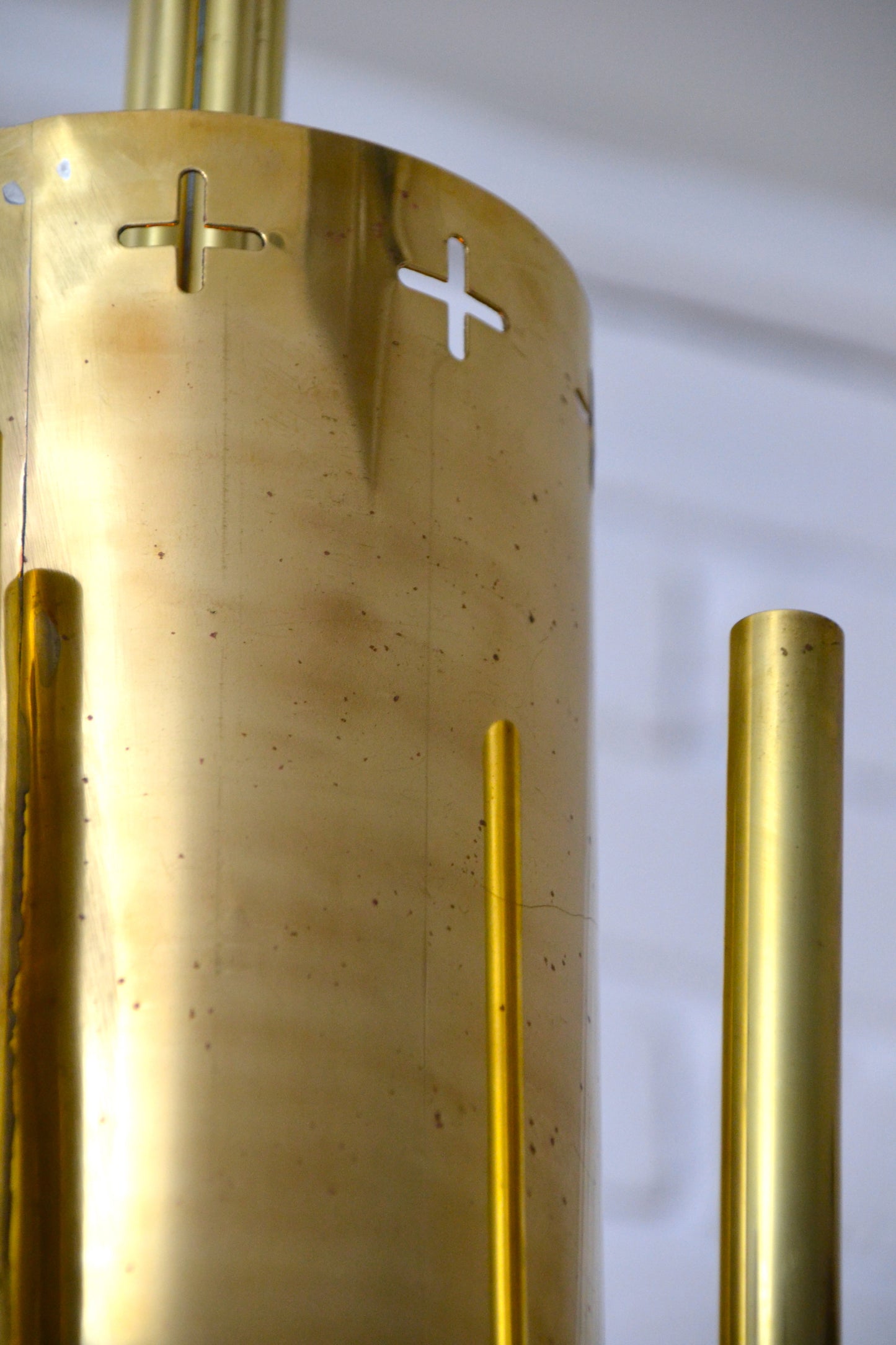 Mid century Gothic revival Church architectural brass pendant light - x10 available