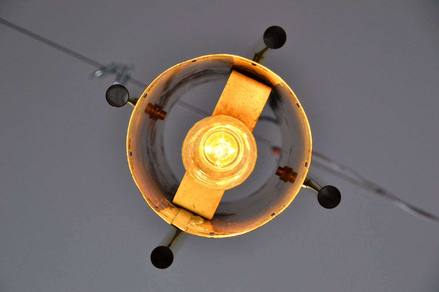 Mid century Gothic revival Church architectural brass pendant light - x10 available