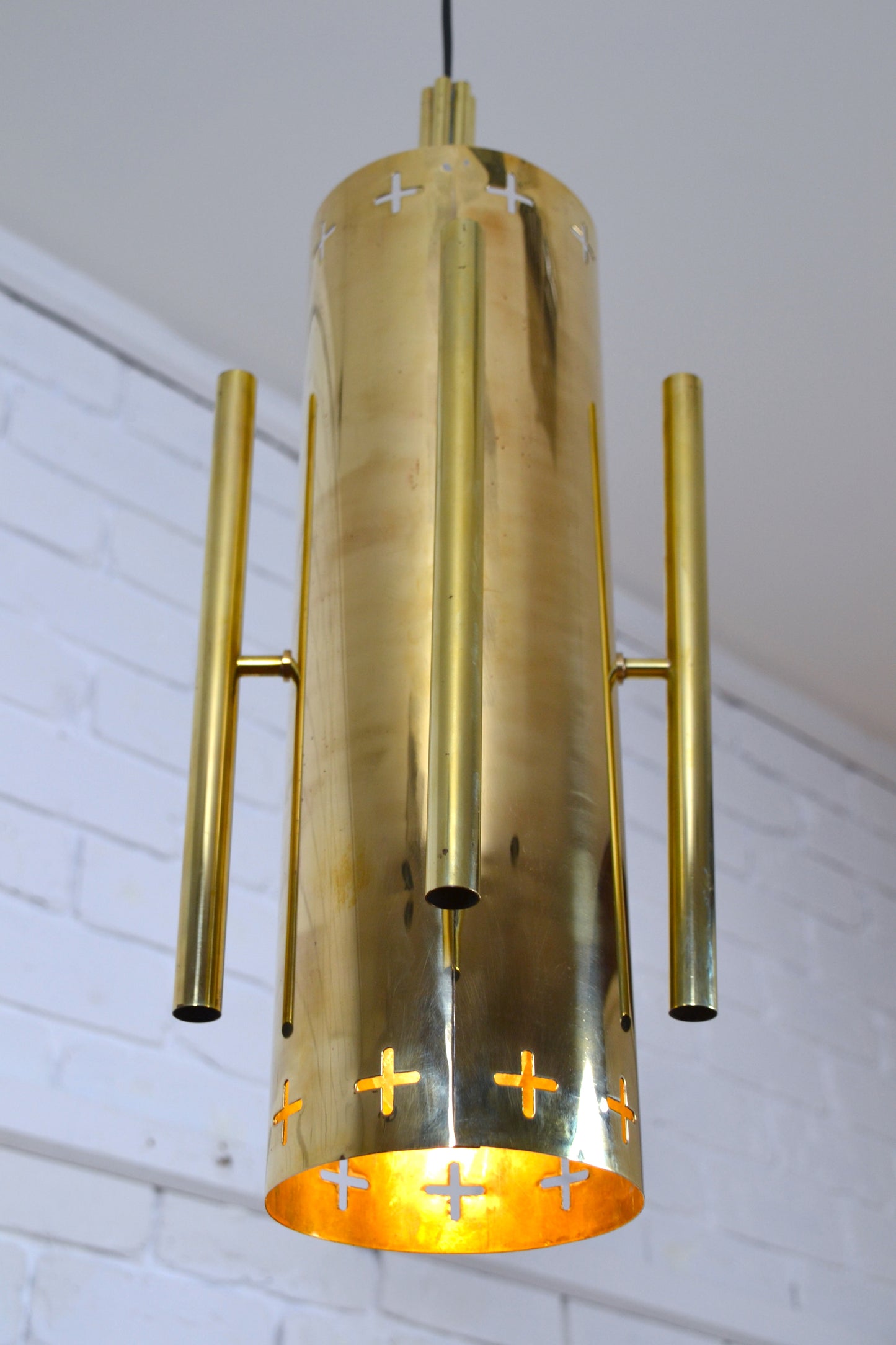 Mid century Gothic revival Church architectural brass pendant light - x10 available