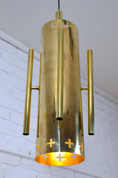 Mid century Gothic revival Church architectural brass pendant light - x10 available