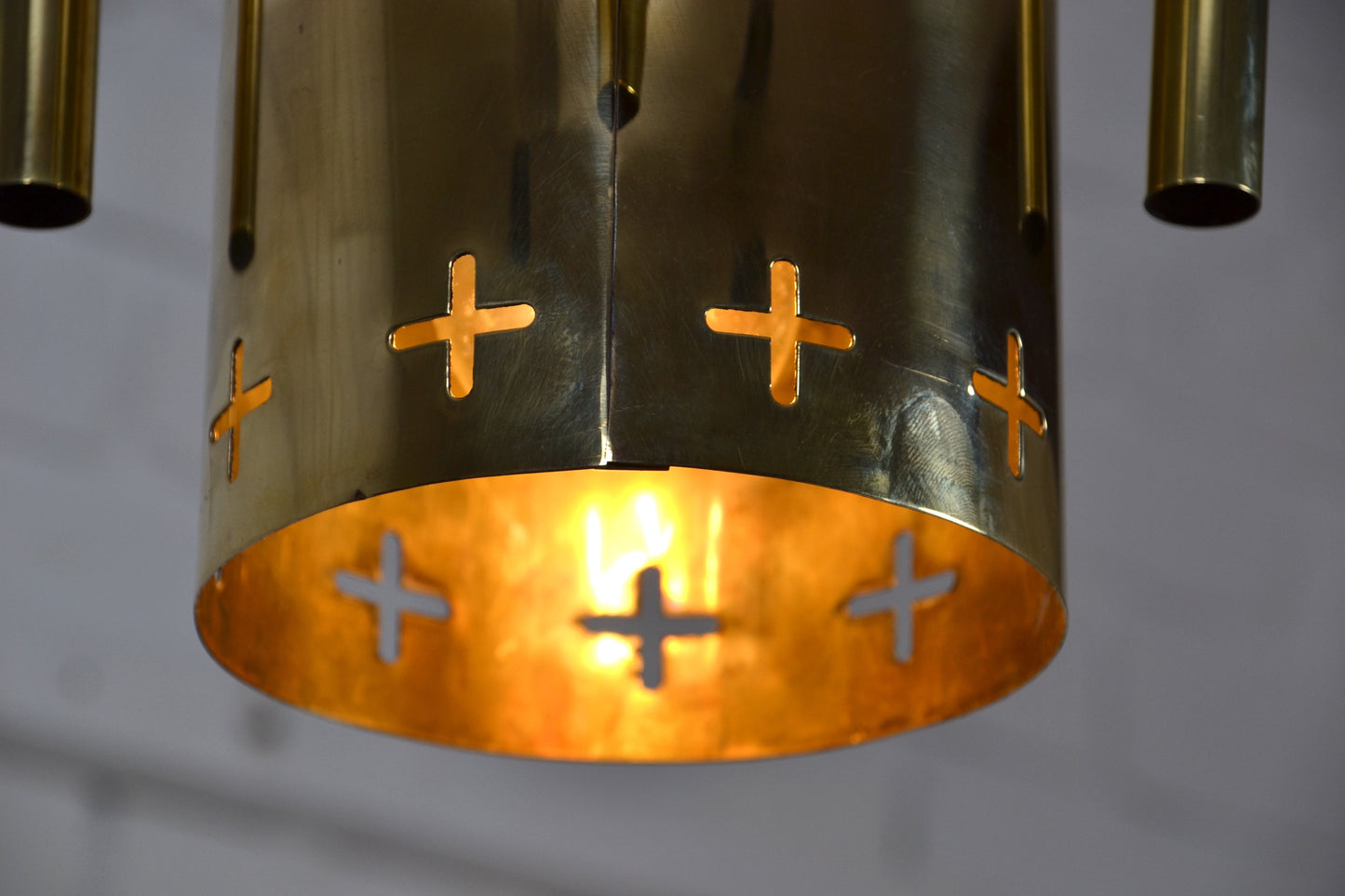 Mid century Gothic revival Church architectural brass pendant light - x10 available
