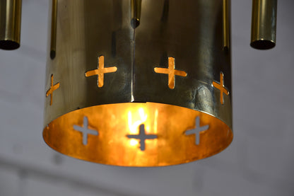 Mid century Gothic revival Church architectural brass pendant light - x10 available