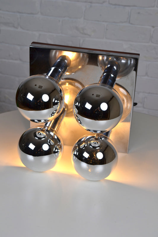 Stunning vintage 1970s mirror globe table lamp / wall lamp by Motoko Ishii