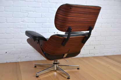 Vintage leather lounge recliner armchair Plycraft George Mulhauser / Eames