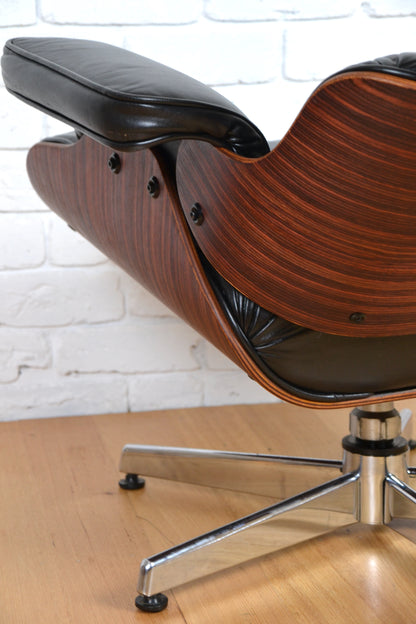Vintage leather lounge recliner armchair Plycraft George Mulhauser / Eames