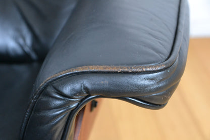 Vintage leather lounge recliner armchair Plycraft George Mulhauser / Eames