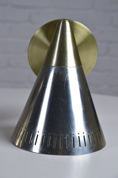 Pair mid century anodised cone wall sconces Kempthorne