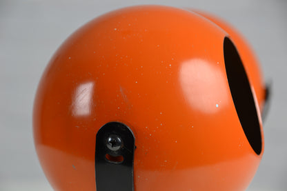 Pair eyeball space age wall sconces / lights in orange by Erco - Germany