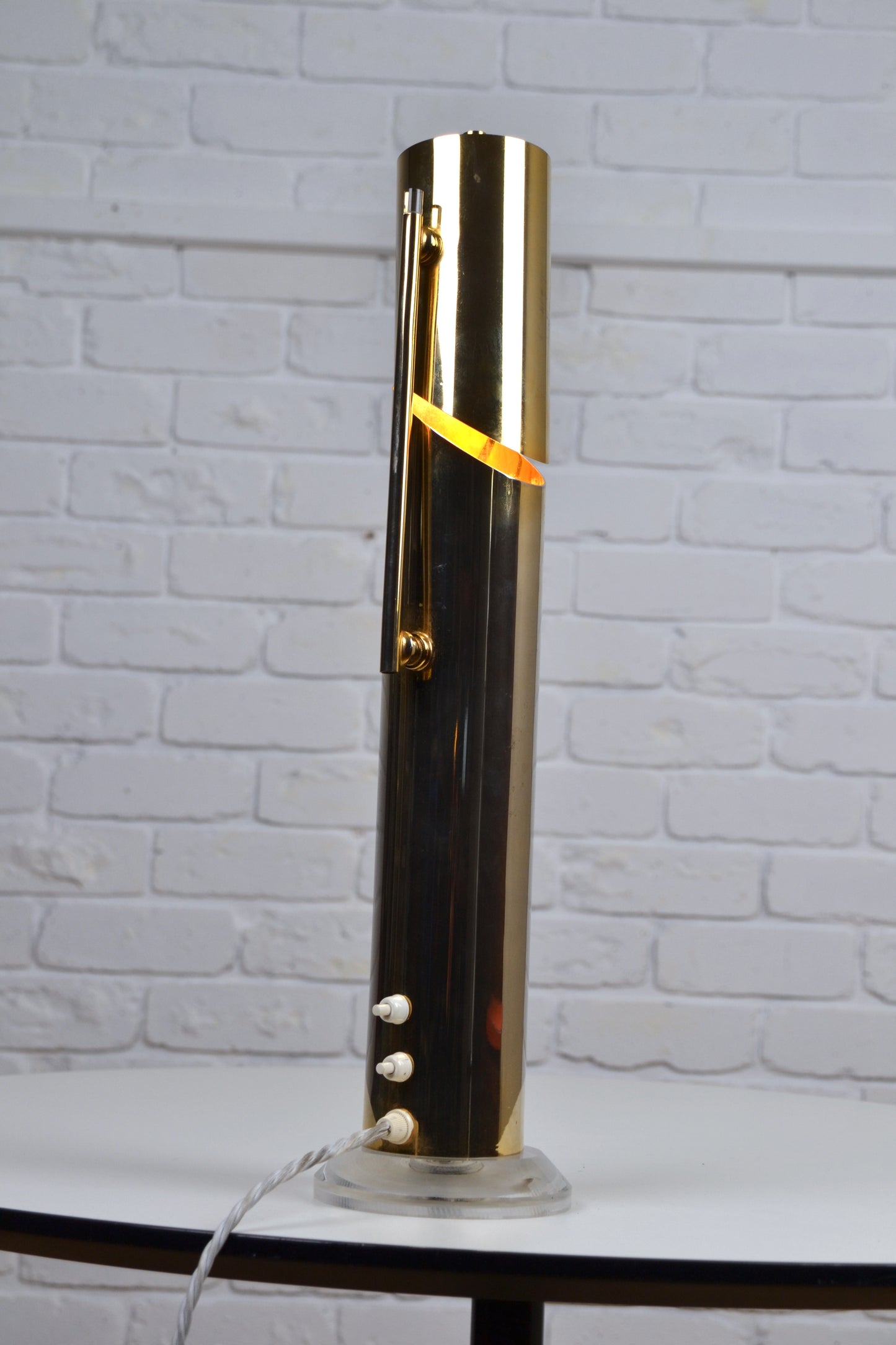 Unique vintage Italian 1970s adjustable brass lamp by Angelo Lelli for Arredoluce