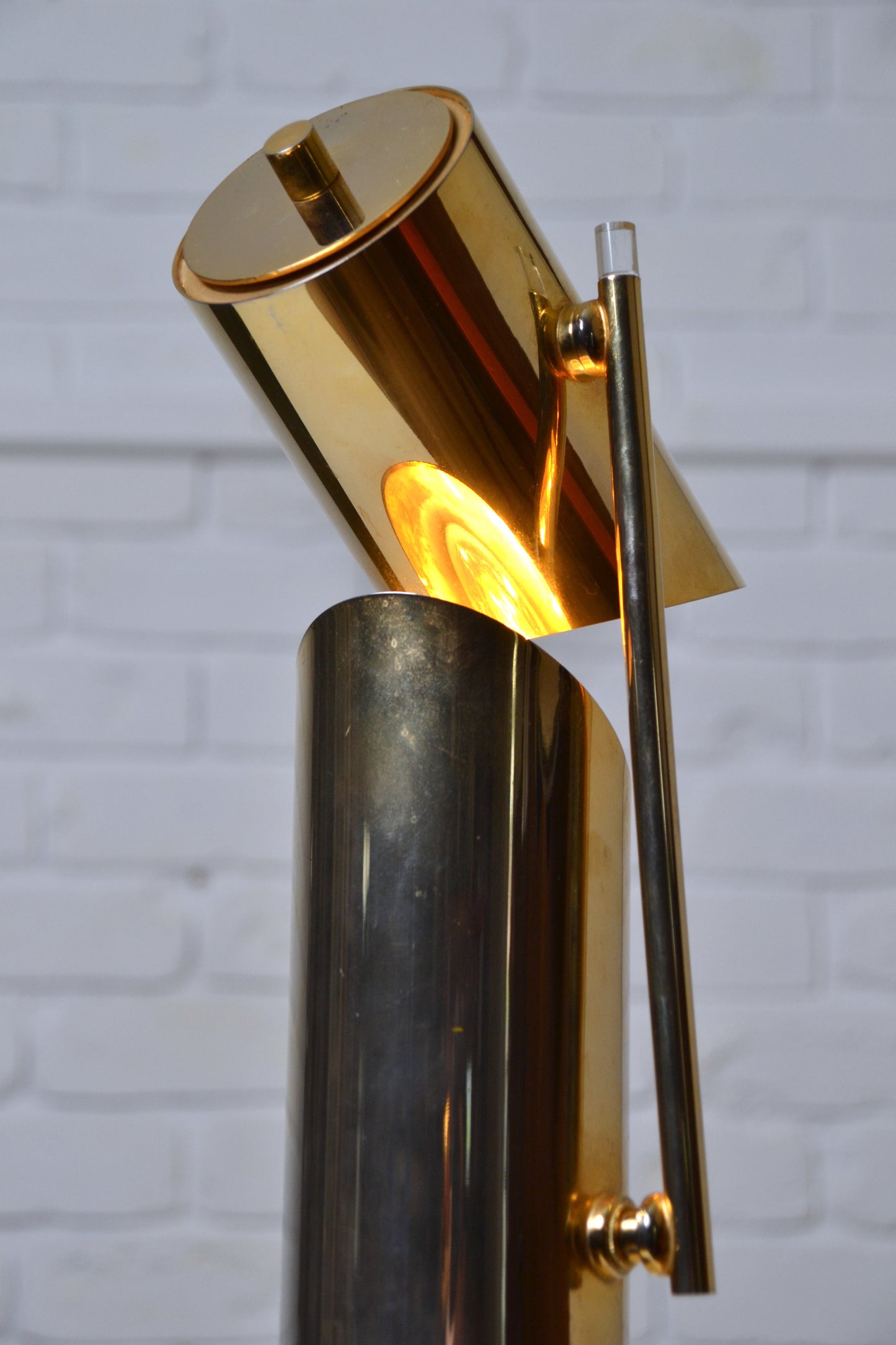 Unique vintage Italian 1970s adjustable brass lamp by Angelo Lelli for Arredoluce