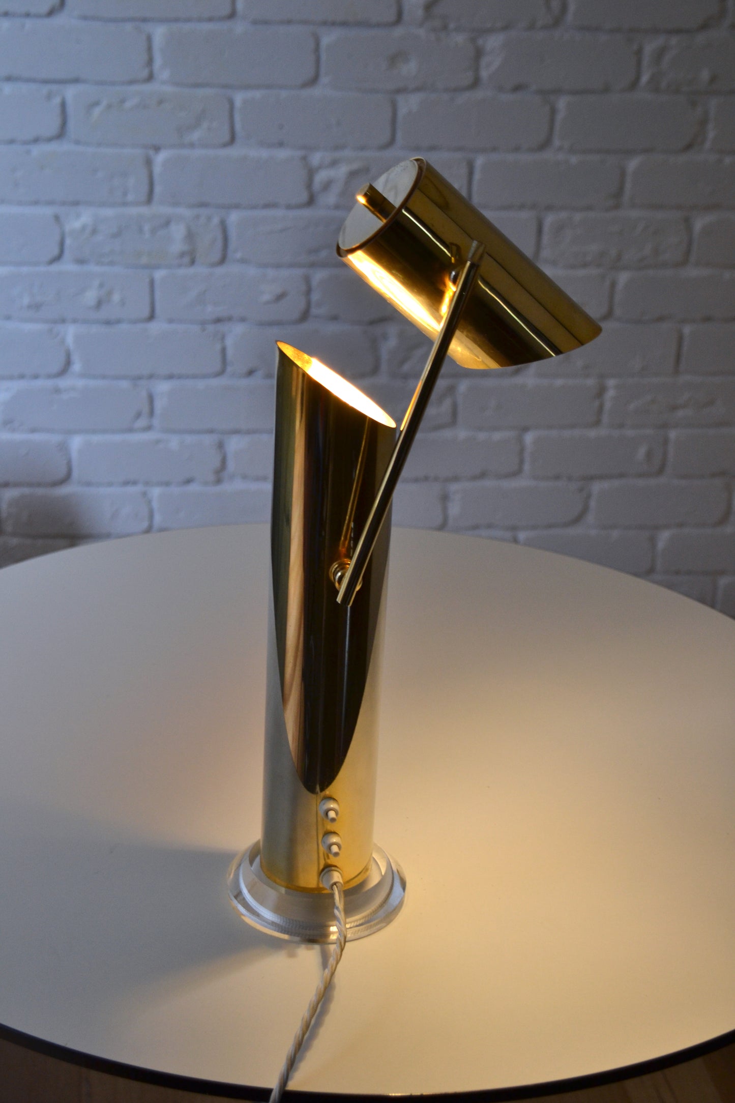 Unique vintage Italian 1970s adjustable brass lamp by Angelo Lelli for Arredoluce
