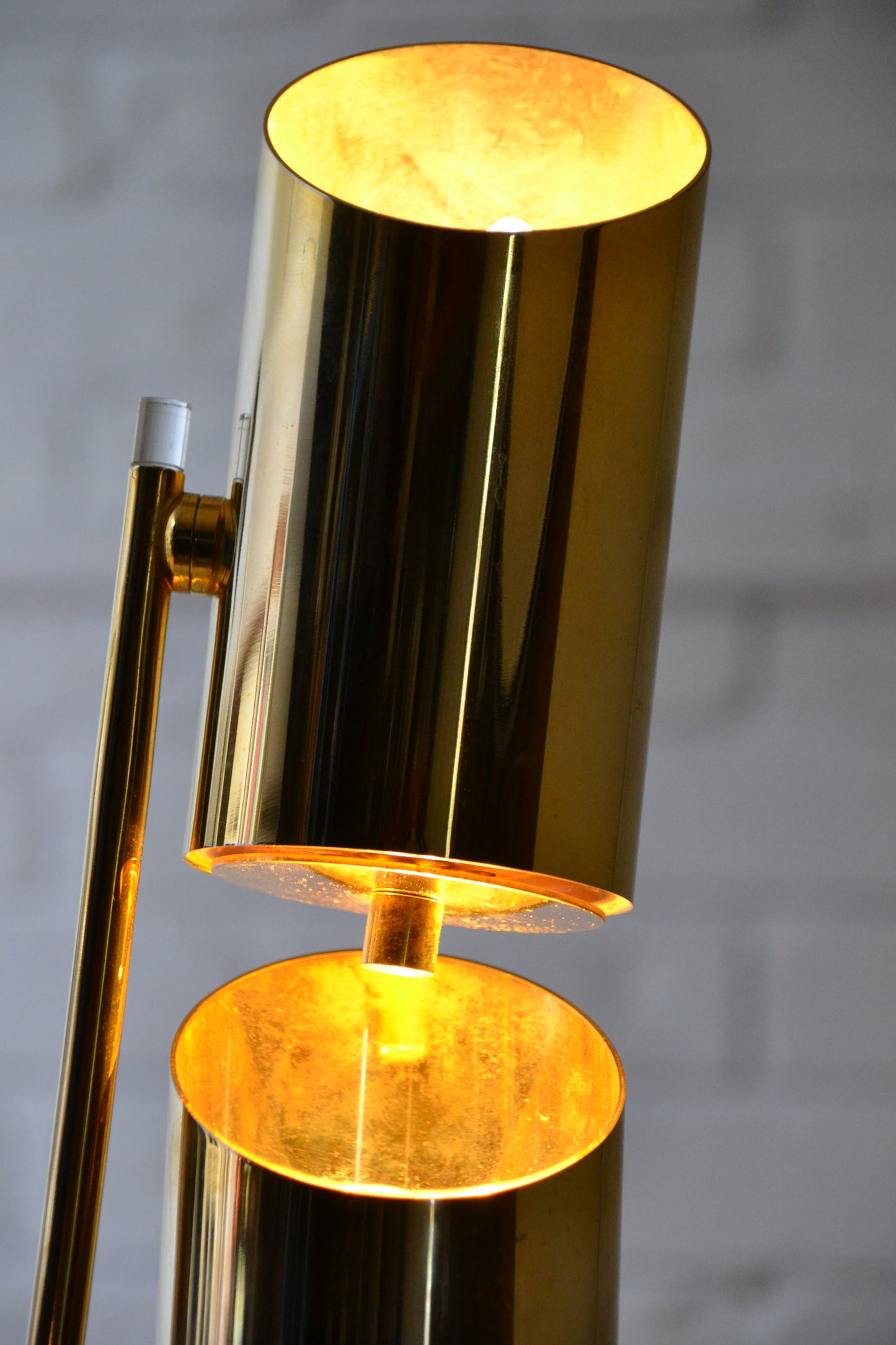 Unique vintage Italian 1970s adjustable brass lamp by Angelo Lelli for Arredoluce