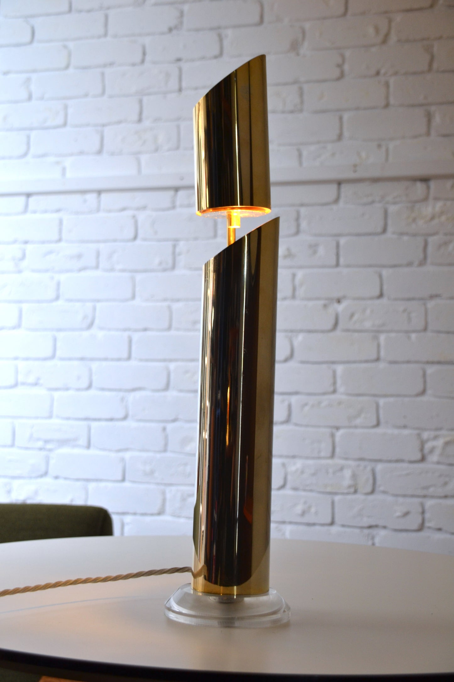 Unique vintage Italian 1970s adjustable brass lamp by Angelo Lelli for Arredoluce