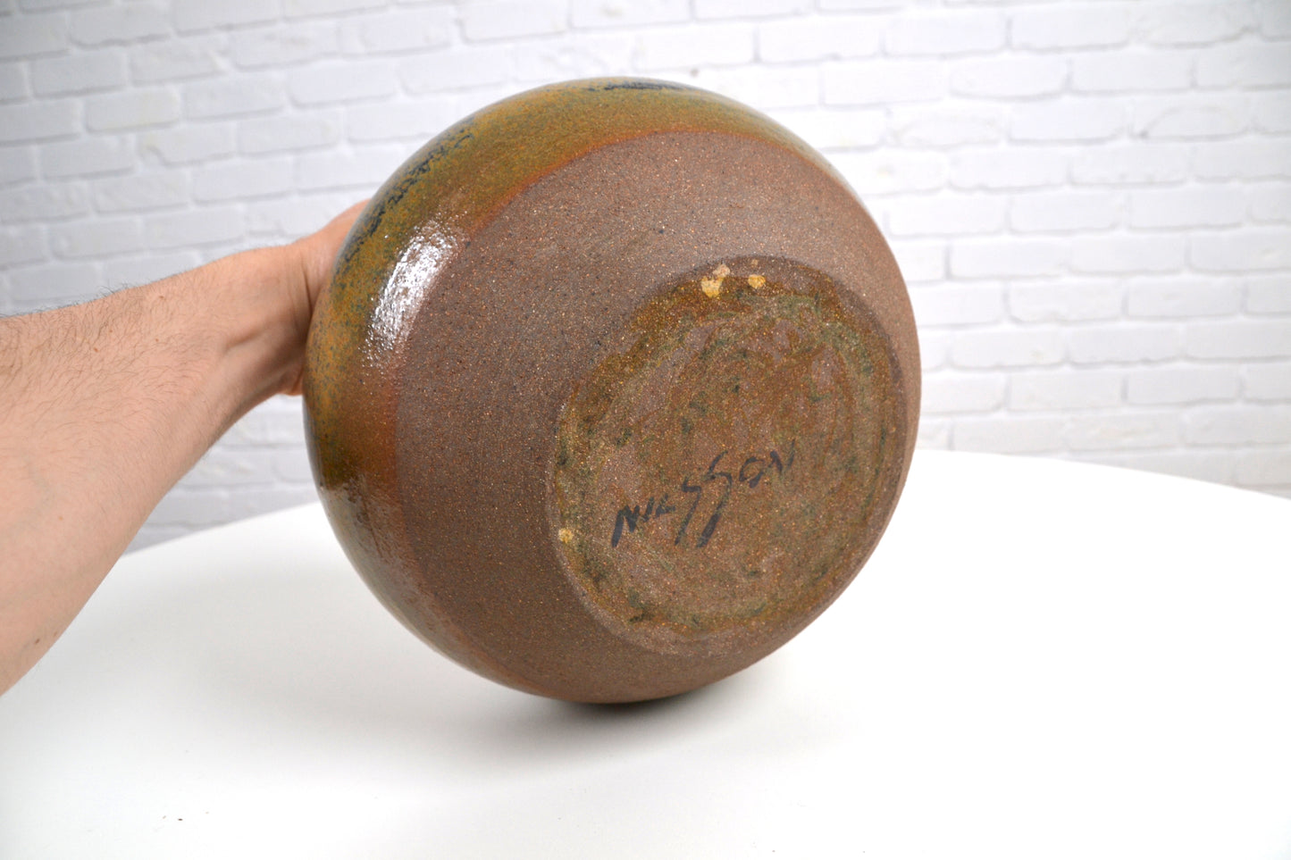 Large impressive vintage stoneware vase- stamped 'Nilsson'