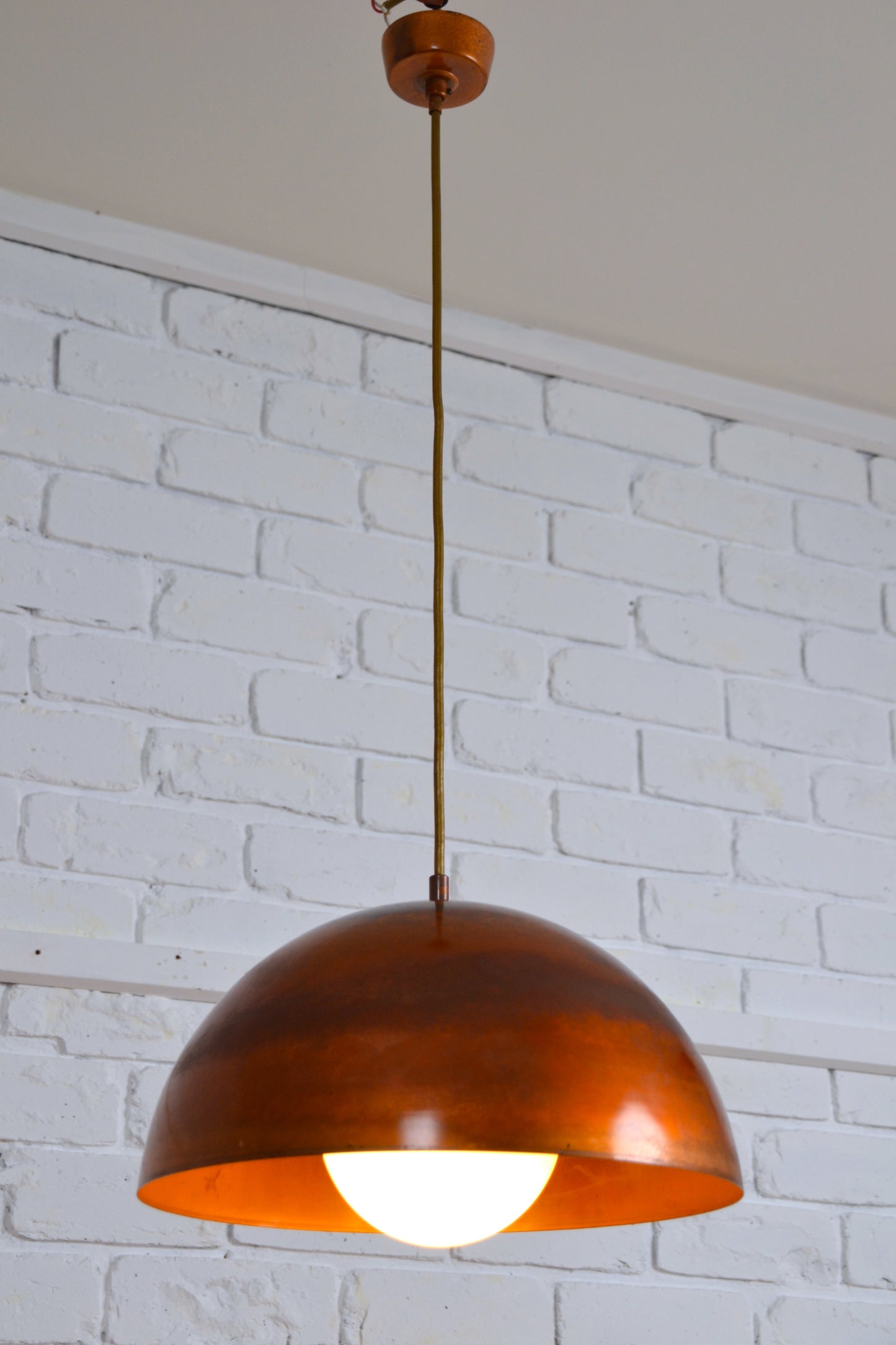Mid century copper oxidised pendant light by LightCraft USA