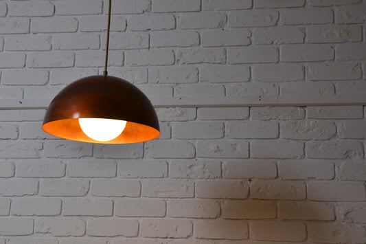 Mid century copper oxidised pendant light by LightCraft USA