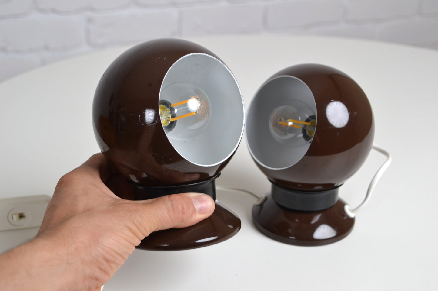 Pair retro eyeball lamps by Benny Frandsen Denmark