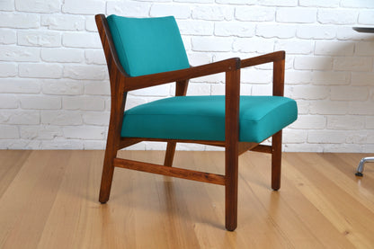 Mid century armchair / restored Blackwood / woollen teal