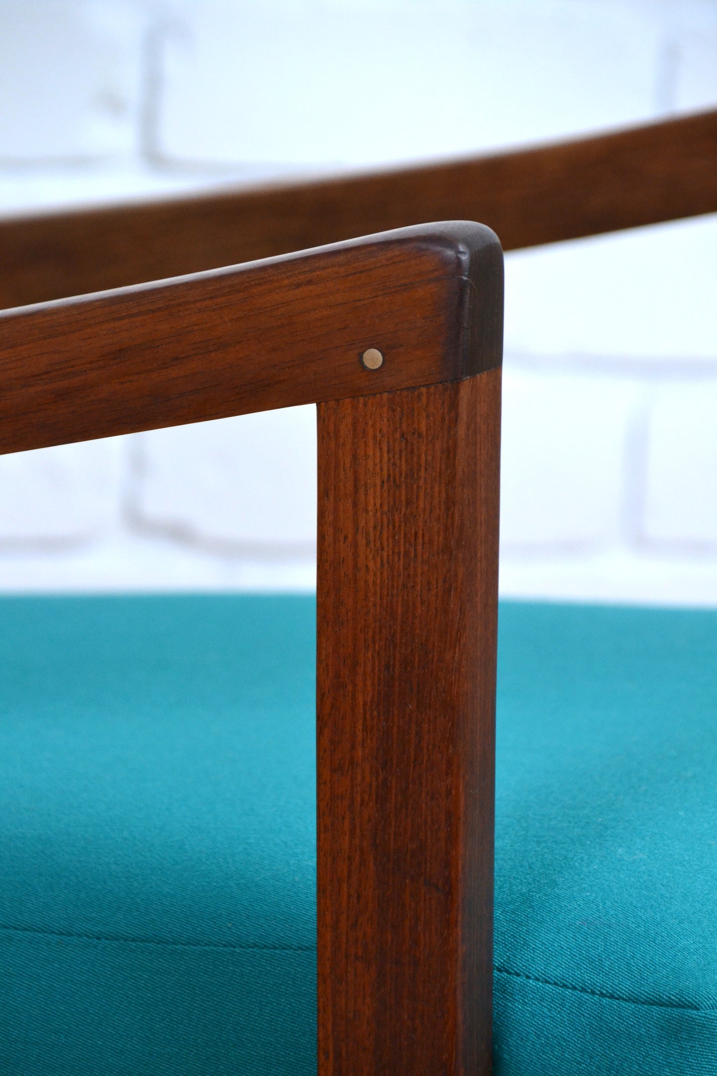 Mid century armchair / restored Blackwood / woollen teal