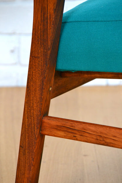 Mid century armchair / restored Blackwood / woollen teal