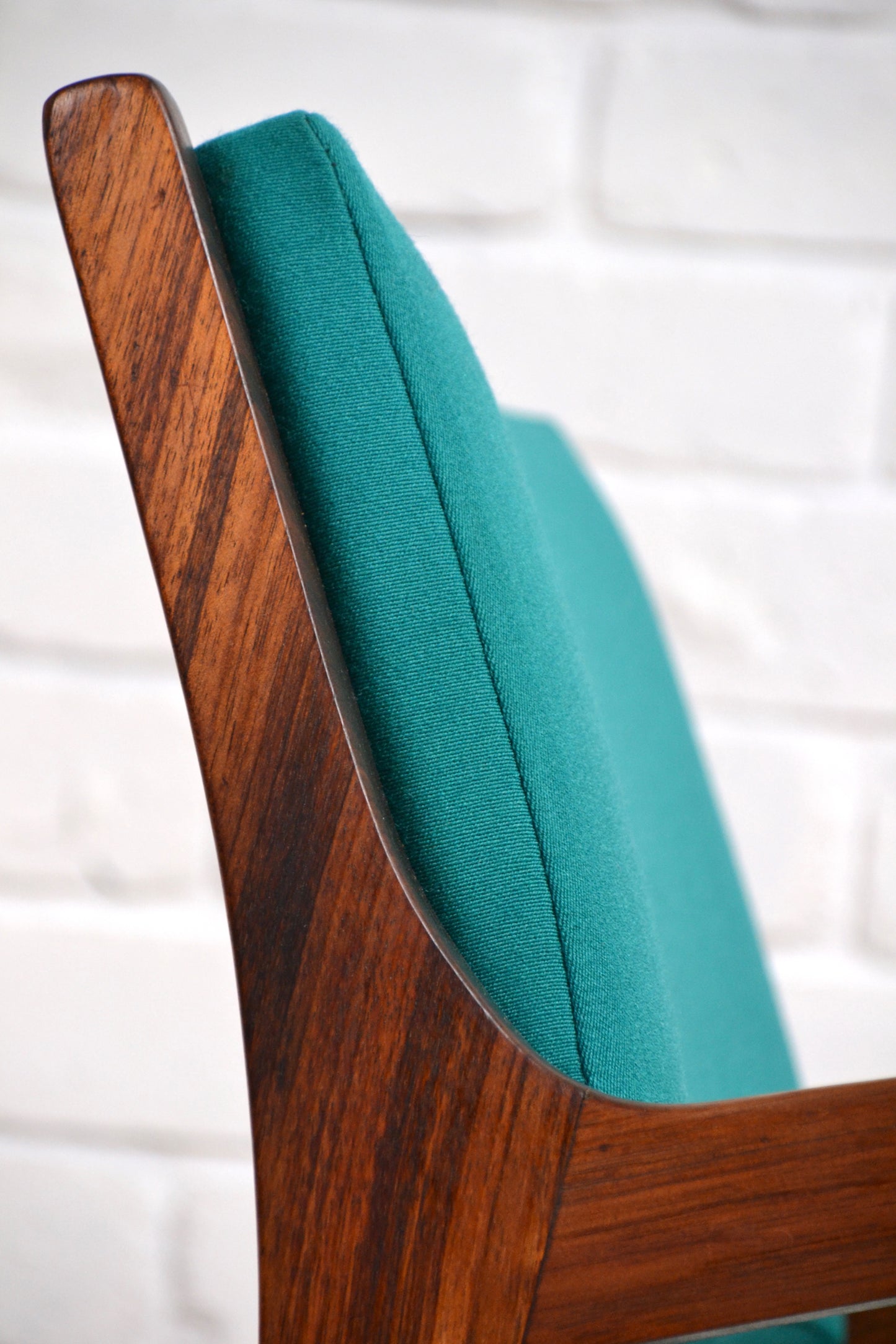 Mid century armchair / restored Blackwood / woollen teal