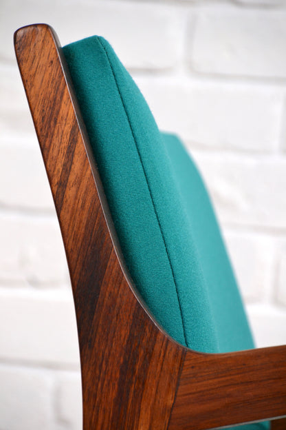 Mid century armchair / restored Blackwood / woollen teal