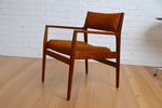 Load image into Gallery viewer, Max Hutchinson mid century armchair / orange boucle fabric
