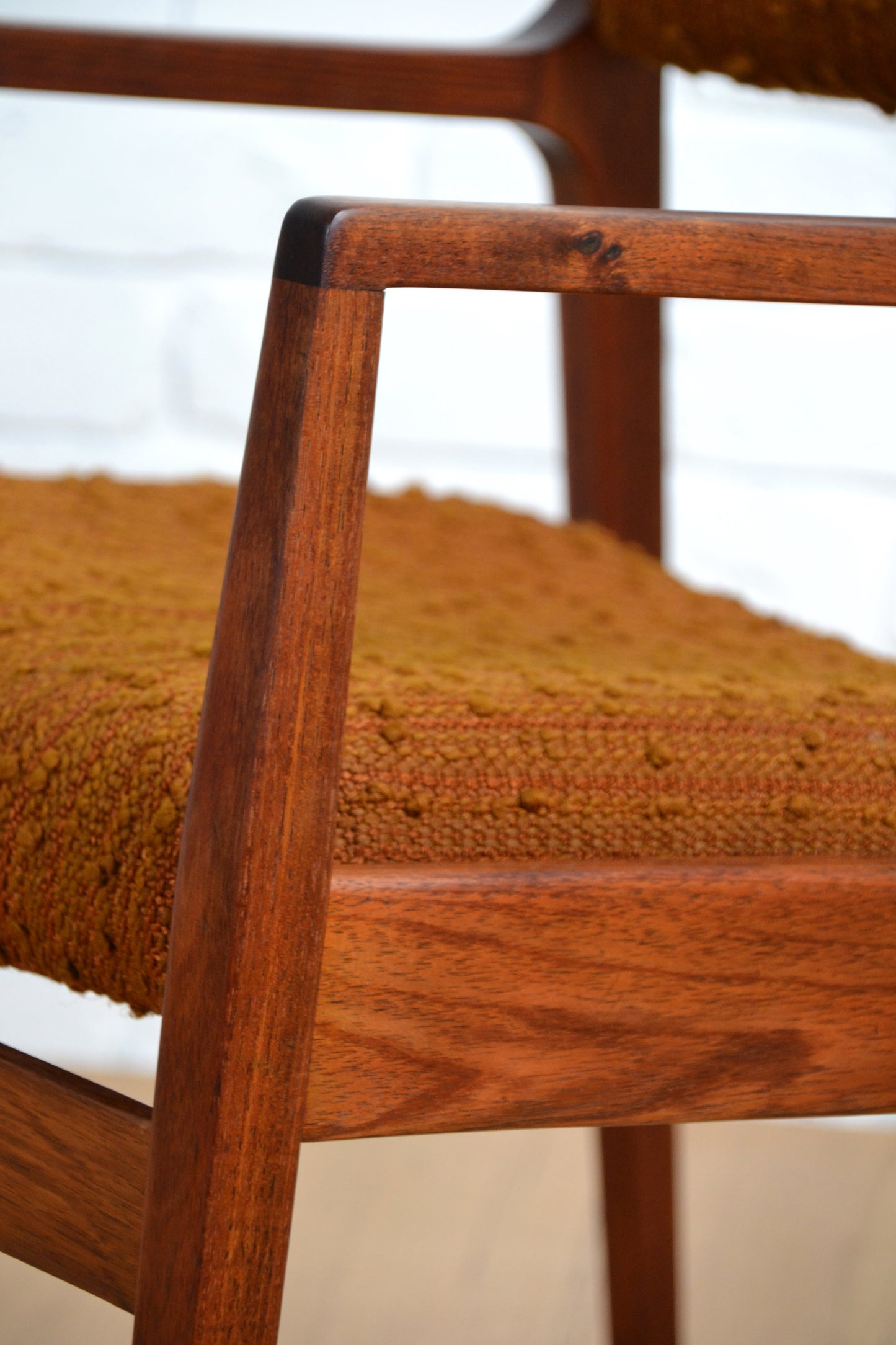 Max Hutchinson mid century armchair / orange boucle fabric- advert only